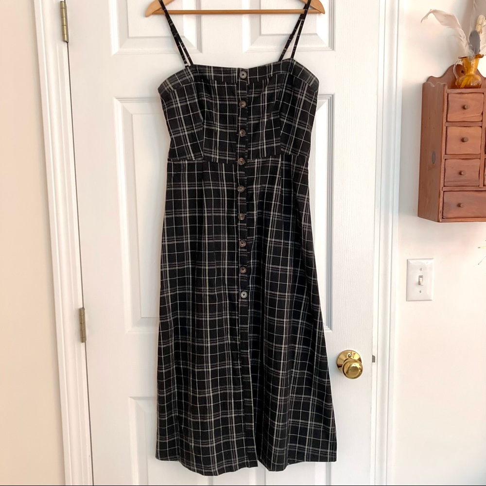 Lush Plaid Button-Front Dress - M